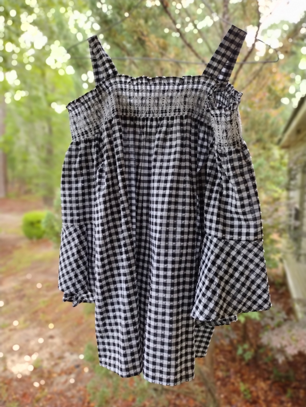 Women's Gingham Off Shoulder Top